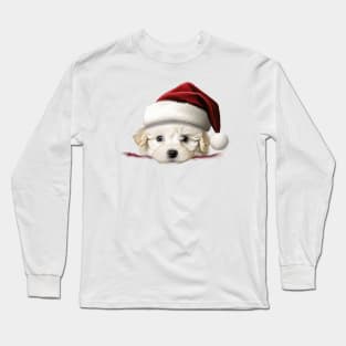 Christmas Peeking Puppy Long Sleeve T-Shirt